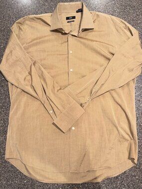 Boss By Hugo Boss Regular Fit Tan Textured Soft Touch Cotton Dress Shirt - XXL